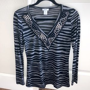 Cache Black & Gray Top